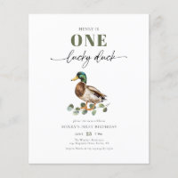 Budget Watercolor One Lucky Duck Boy 1st Birthday
