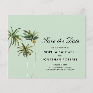 Budget Watercolor Palm Trees Simple Save the Date