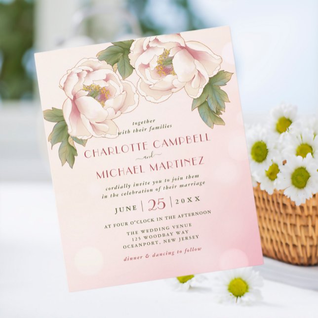 BUDGET Watercolor Peony Floral Wedding Invites (Creator Uploaded)