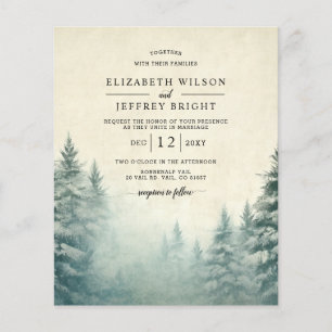 Budget Watercolor Pine Forest Winter Wedding