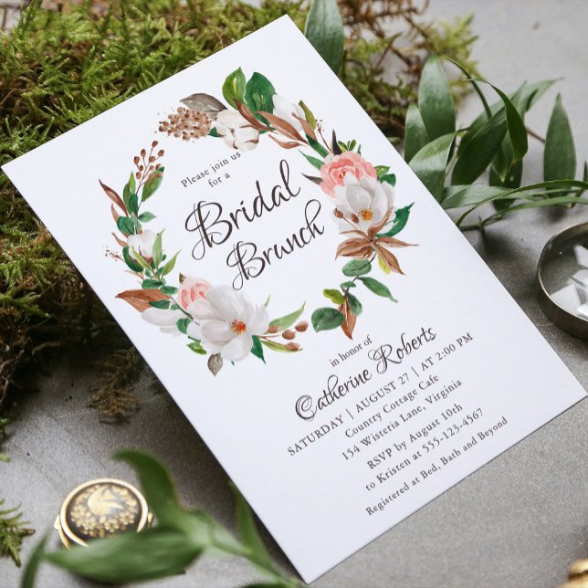 Budget Watercolor Pink Floral Bridal Shower Brunch Invitation (Creator Uploaded)