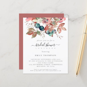 Budget Watercolor Pink Floral Bridal Shower Invite