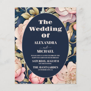 Budget Watercolor Pink Peony  Art Nouveau Wedding