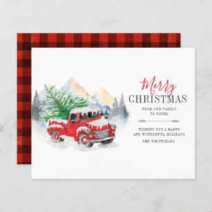 Budget Watercolor Red Truck Merry Christmas