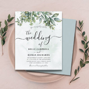 Budget Watercolor Sage Green Eucalyptus Wedding 