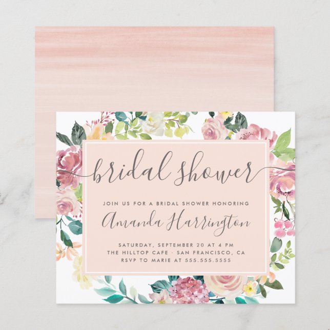 Budget Watercolor Spring Floral Bridal Shower (Front/Back)