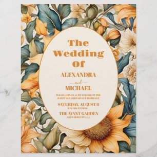 Budget Watercolor Sunflower Wedding Flyer