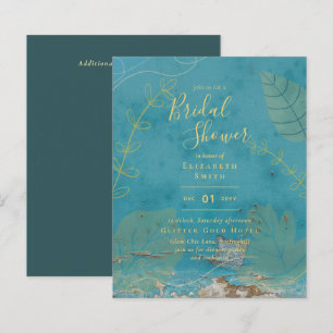Budget Watercolor Teal Gold Bridal Shower