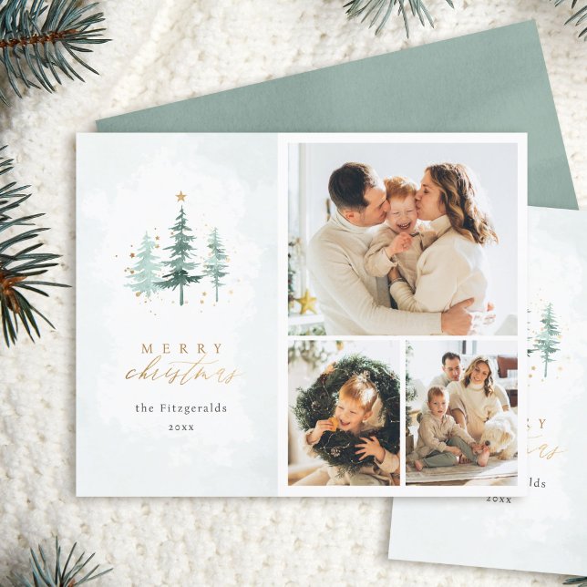 Budget Watercolor Trees 3 Photo Collage Christmas (Creator Uploaded)