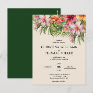 Budget Watercolor Tropical Wedding Invitation Postcard