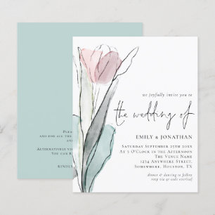 Budget Watercolor Tulip Wedding Invitation