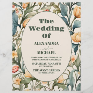 Budget Watercolor Tulips William Morris Wedding Flyer