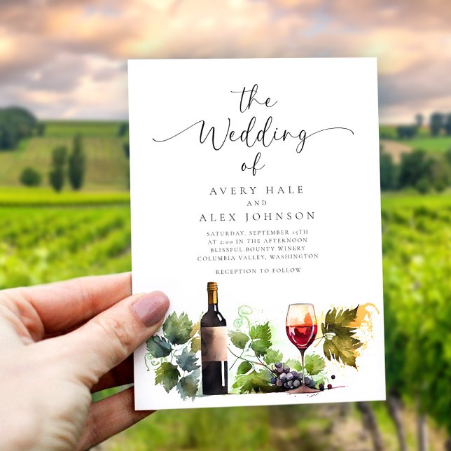 Budget Watercolor Vineyard Wedding Invitation (Creator Uploaded)