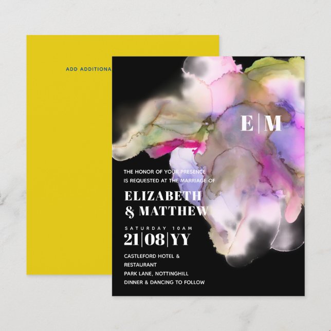 BUDGET Watercolor Wedding Abstract Purple Grey (Front/Back)