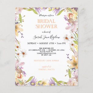 Budget Watercolor Wildflower Boho Bridal Shower Flyer