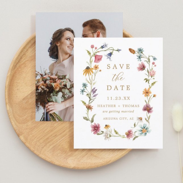 Budget Watercolor Wildflower Photo Save the Date (Creator Uploaded)
