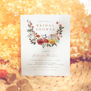 Budget Watercolor Wildflowers Fall Bridal Shower
