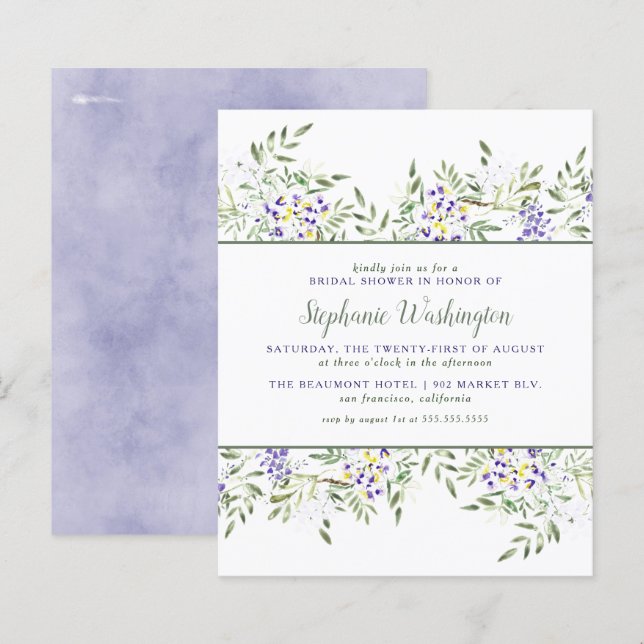 Budget Watercolor Wisteria Bridal Shower (Front/Back)