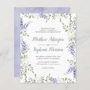 Budget Watercolor Wisteria Wedding Invitation