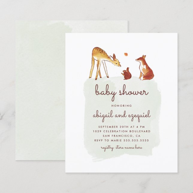 Budget Watercolor Woodland Animal Baby Shower (Front/Back)