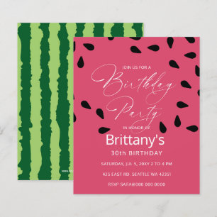 Budget watermelon summer birthday party invitation