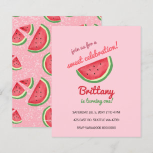Budget watermelon summer birthday party invitation