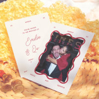 Budget Wavy Frame Retro Photo Wedding Invitation