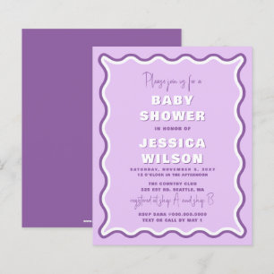 Budget Wavy Purple Girl Baby Shower Invitation