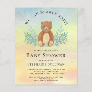 Budget We Can Bearly Wait Baby Shower Invitation