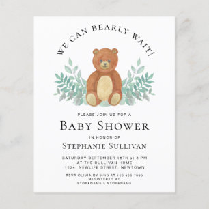 Budget We Can Bearly Wait Baby Shower Invitation