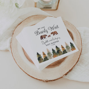 Budget We Can Bearly Wait Fall Baby Shower Napkin