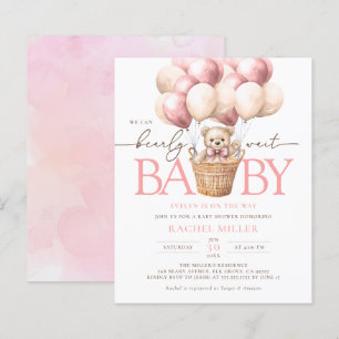 Budget We Can Bearly Wait Pink Baby Shower Invite