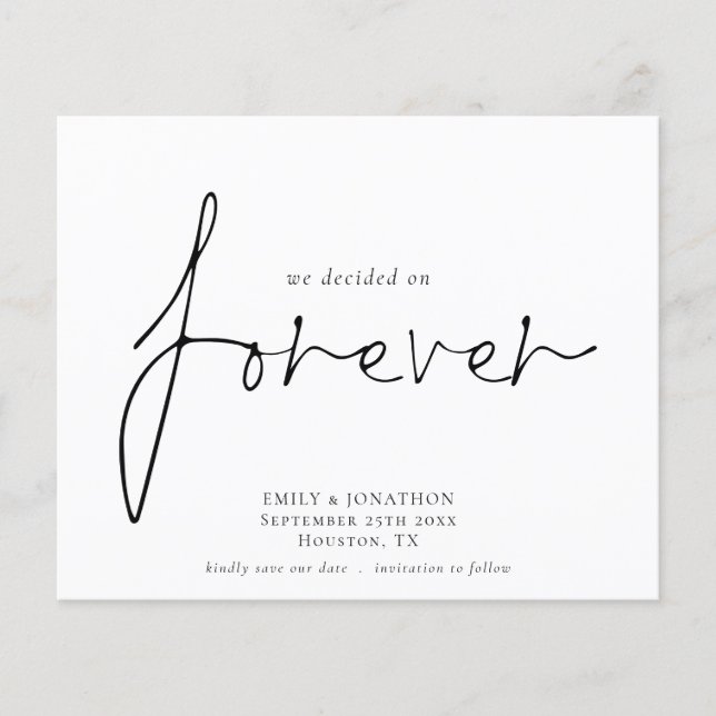 Budget We Decided on Forever Simple Save The Date (Front)