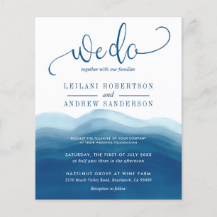 Budget We Do Blue Watercolor Wedding Invitation