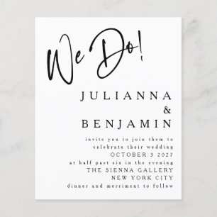 Budget We Do Elegant Black White Wedding Invite