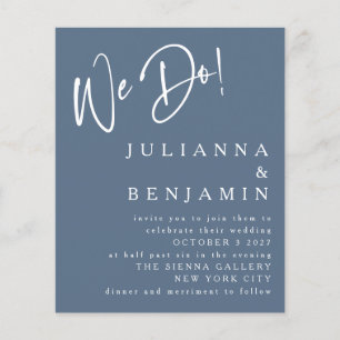 Budget We Do Elegant Slate Blue Wedding Invite