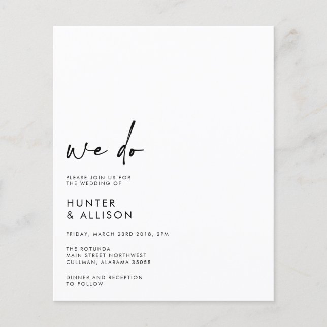 BUDGET We Do Wedding Invitation  (Front)