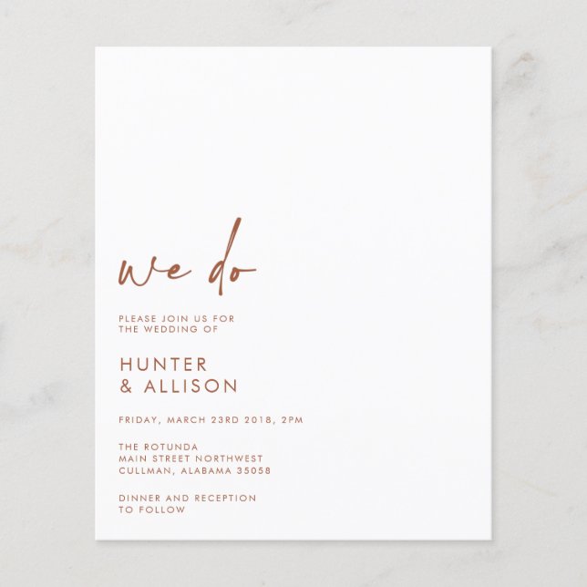 BUDGET We Do Wedding Invitation Flyer (Front)