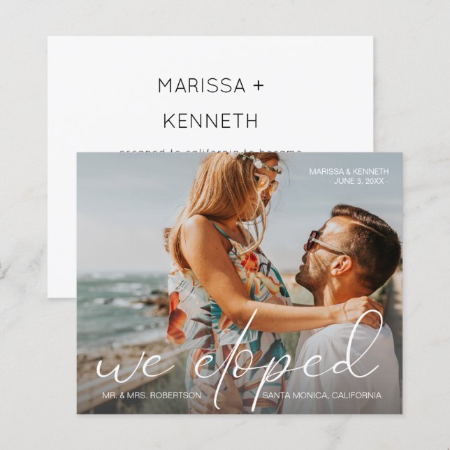 Budget We Eloped Photo Landsc Wedding Announcement (Front/Back)