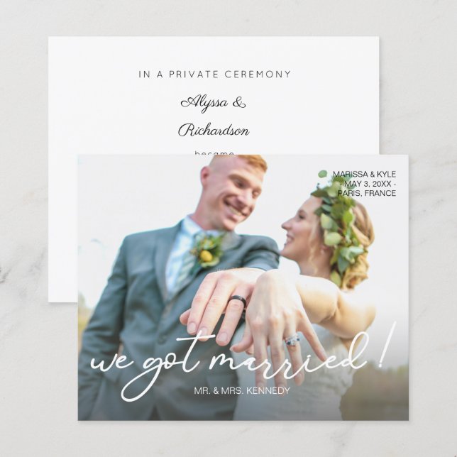 Budget We Got Married S Photo Wedding Announcement (Front/Back)