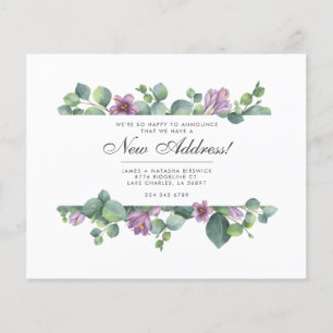 Budget We’ve Moved Eucalyptus Floral Moving Card
