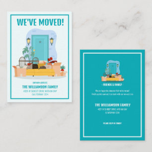 Budget We’ve Moved Turquoise Front Door Moving Card