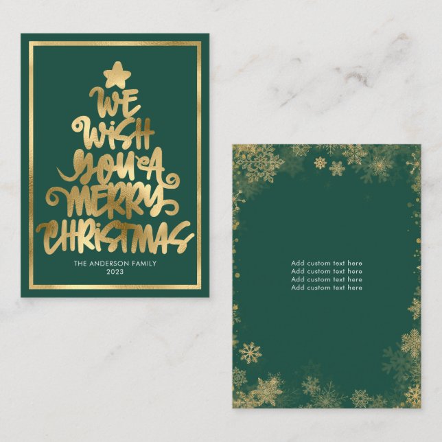 Budget We Wish You A Merry Christmas Green Fun Card (Front/Back)