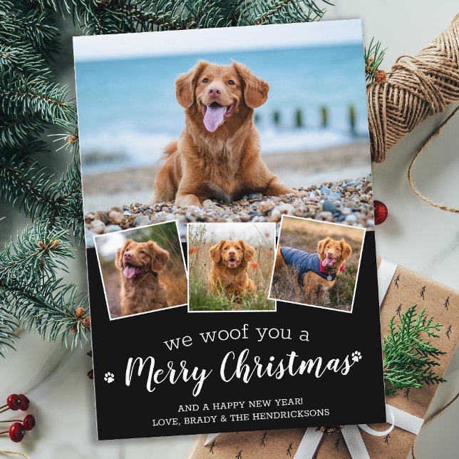 Budget We Woof You Merry Christmas Dog Pet Photo Card (Creator Uploaded)