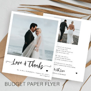 Budget wedding 2 photo modern thank you flyer