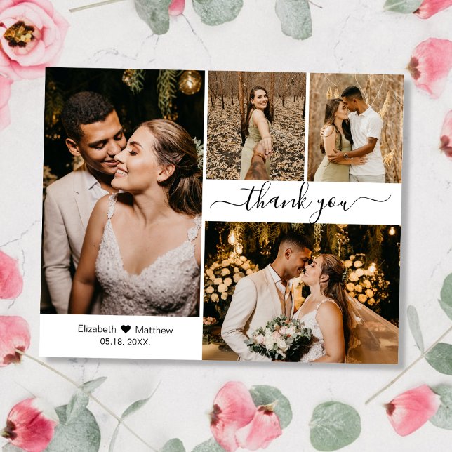 Budget Wedding 4 Photo Collage Thank You Script Flyer (Creator Uploaded)