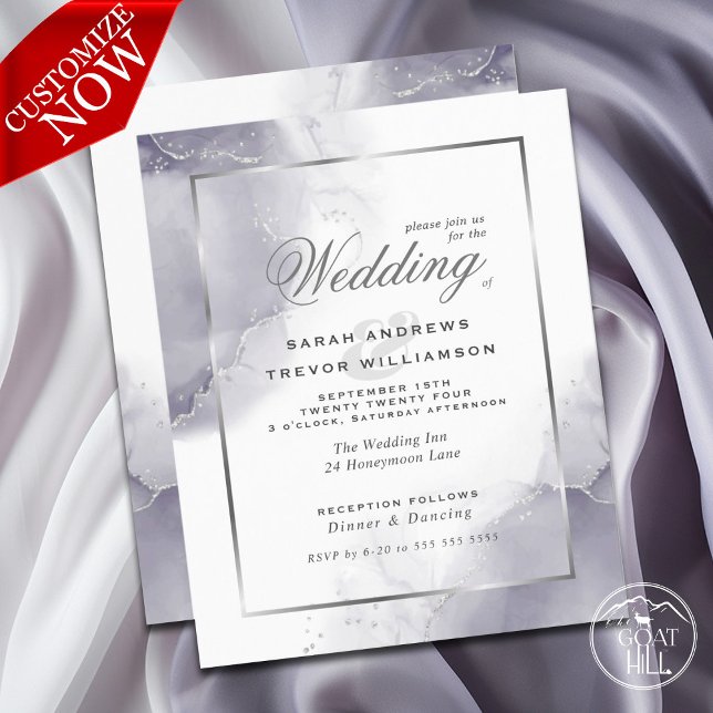 Budget Wedding Abstract Dusty Plum  Silver (Easy to customize)