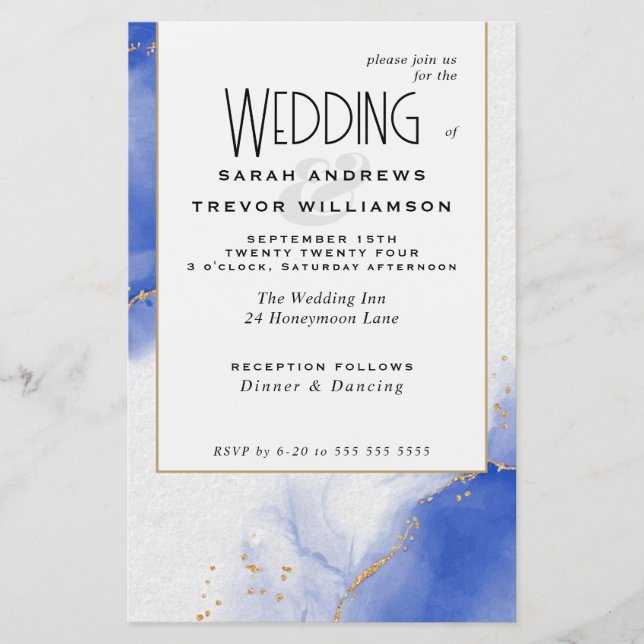 Budget Wedding Abstract Royal Blue Skies (Front)