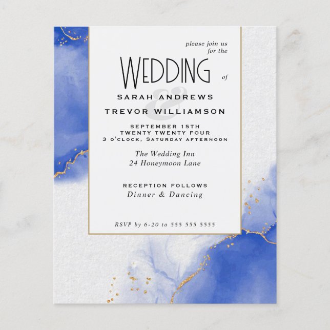 Budget Wedding Abstract Royal Blue Skies (Front)