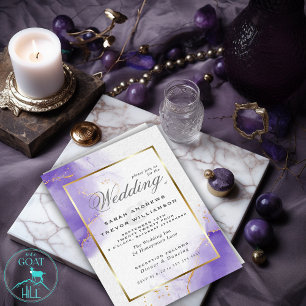 Budget Wedding Amethyst Lilac Gold Abstract Marble